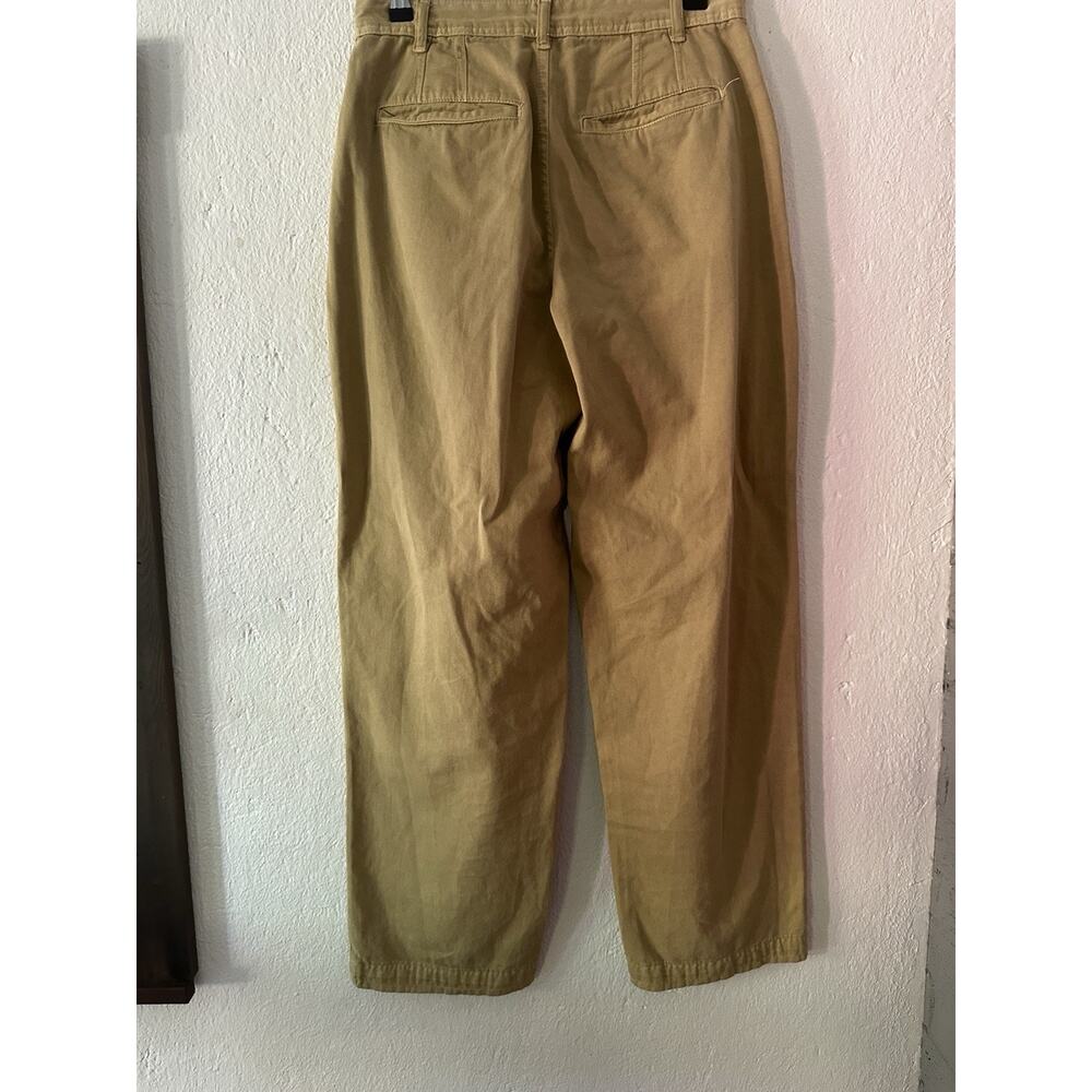 Free People Pants Women 4 Beige Khaki Chino Wide Leg High Rise Trousers Pleated - Picture 8 of 14